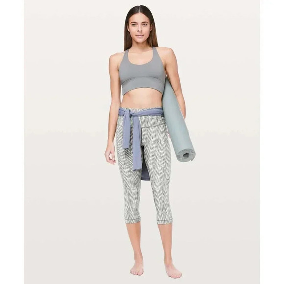 Lululemon Wunder Under Crop Full On Luon 21" High Rise Arrow Jacquard Dark Olive - Picture 2 of 13